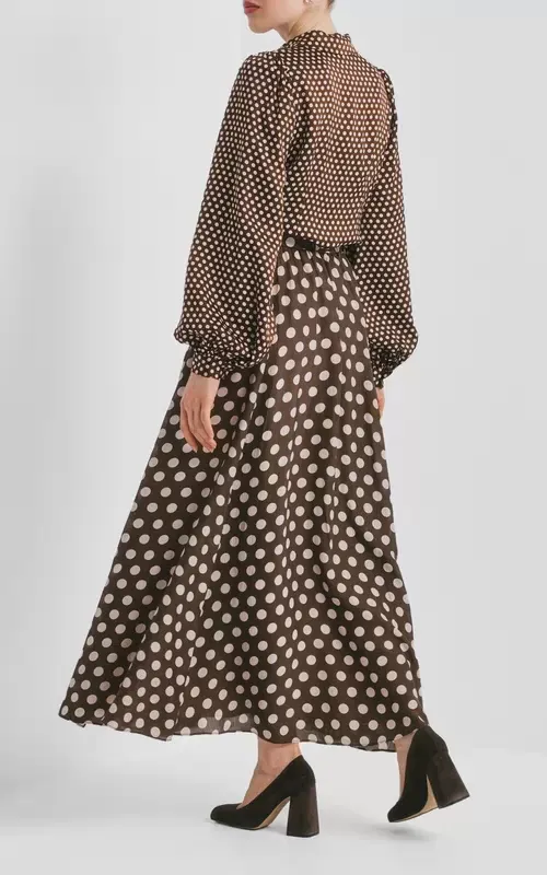 By TiMo Striped Organza Maxi Skirt Dots