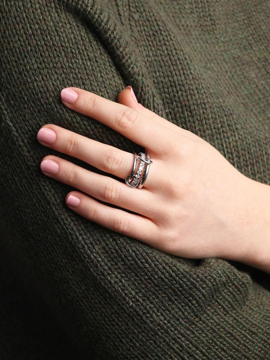 Timi Ethel Stacked Ring Crystal Silver