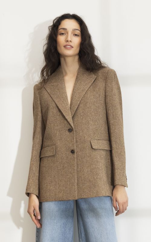 Camilla Pihl Abby Herringbone Blazer Cognac Herringbone