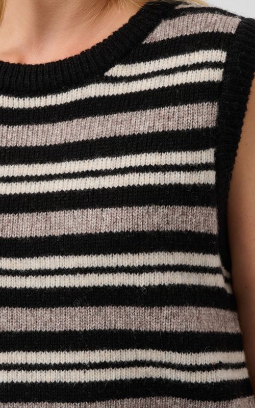 Soaked Kaegan Vest Black and Walnut Stripe