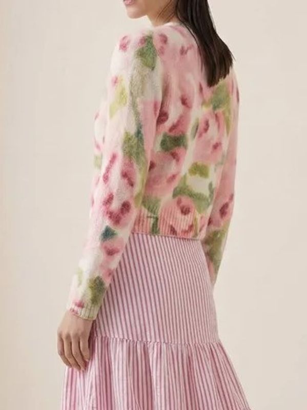 By TiMo Hairy Knit Jacket Blush Rose