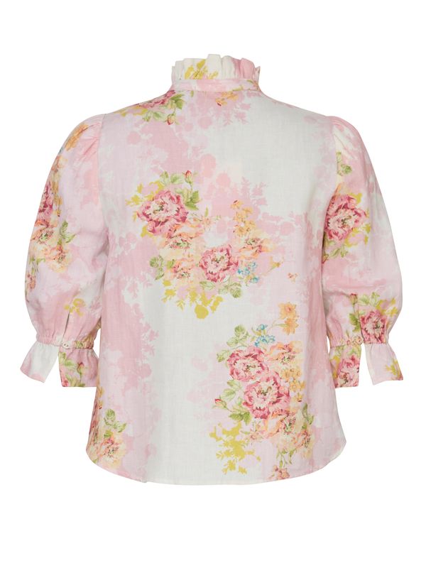 By TiMo Linen Ruffle Blouse Rose Amore