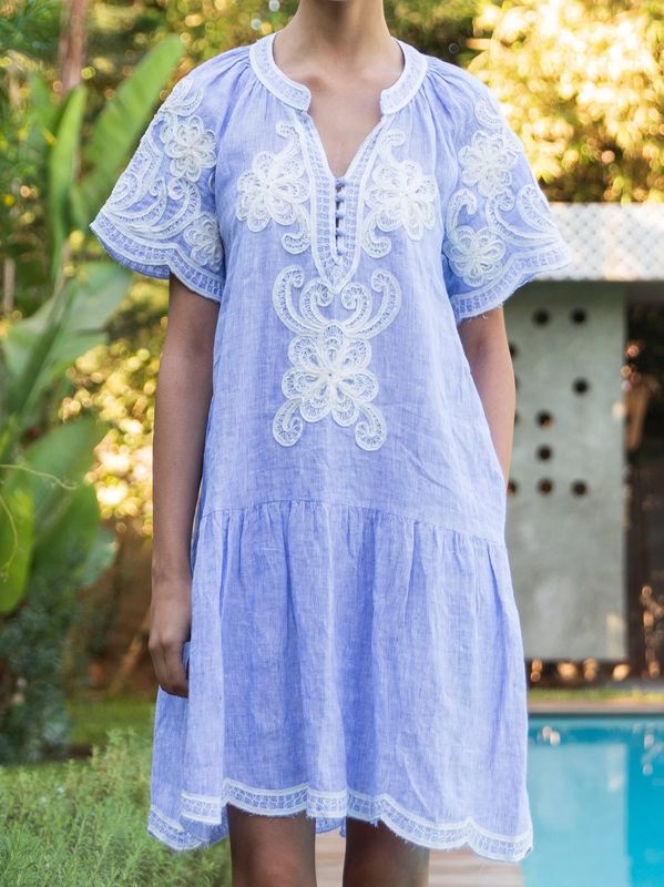 Rose and Rose Amaranta Short Dress Blue Stripes