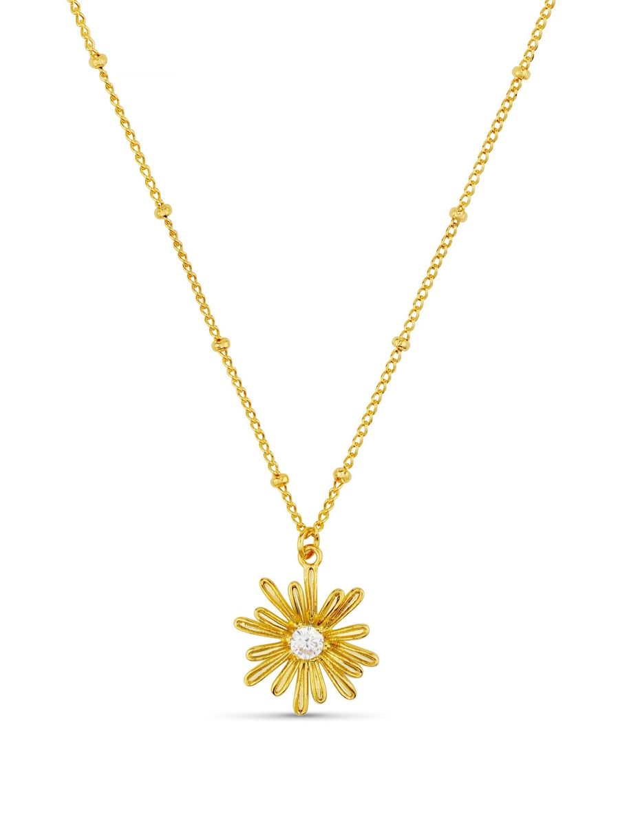 Orelia Crystal Daisy Charm Necklace Pale Gold