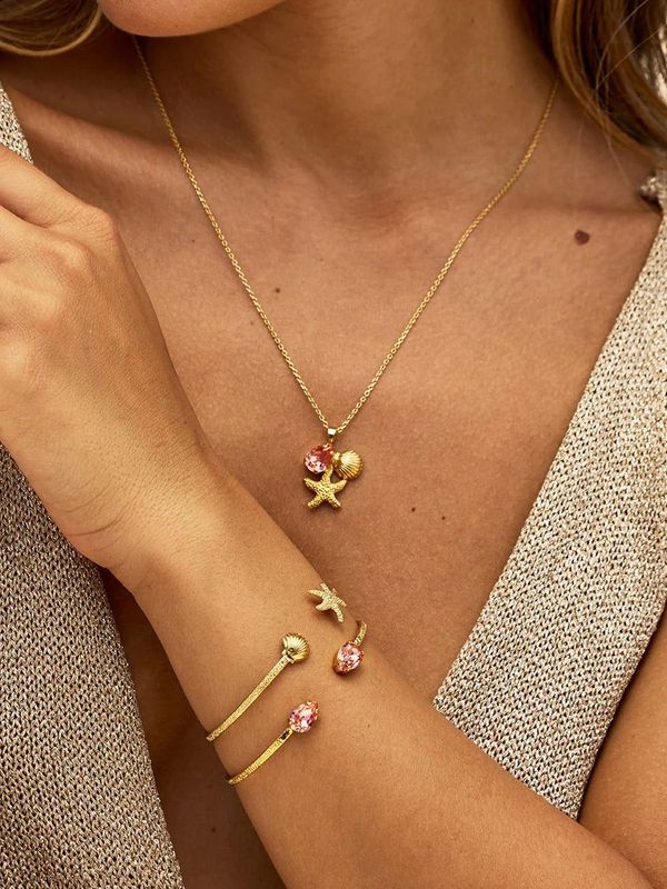 Caroline Svedbom Seascape Necklace Gold Rose Peach