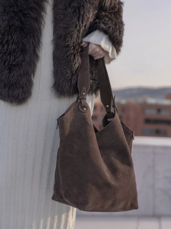 CalaJade Soho Shoulder Bag Umber Suede