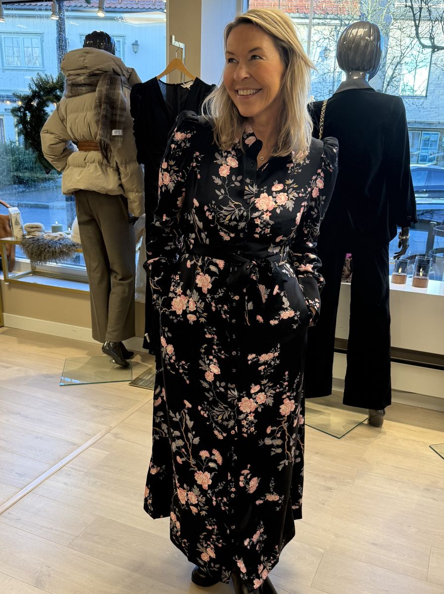 By TiMo Satin Belt Dress Midnight Garden