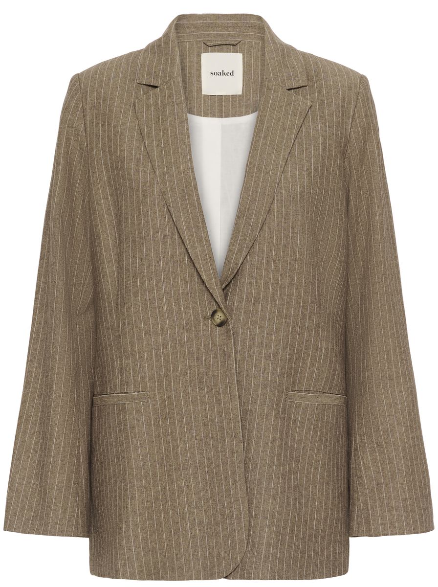 Soaked in Luxury Ginevra Blazer Cappucino Pin Stripe