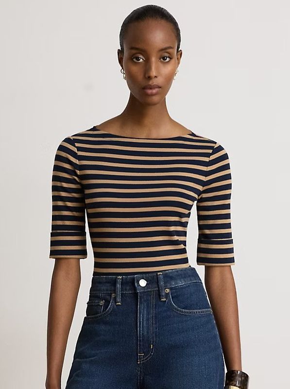 Lauren RL Knit T-shirt Navy/Camel 