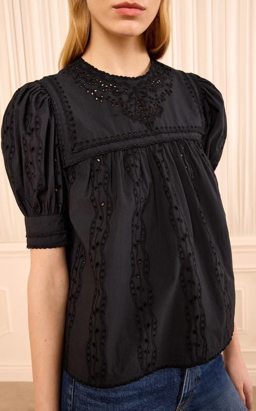 Ulla Johnson Una SS Cotton Top Noir