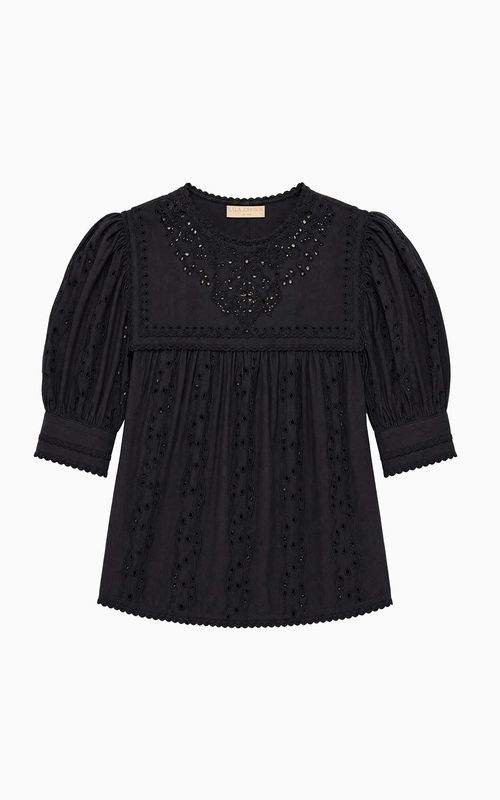 Ulla Johnson Una SS Cotton Top Noir