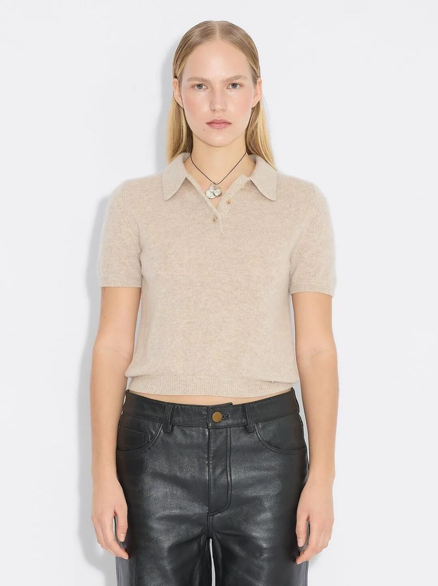 Holzweiler Cashmere Short Sleeve Polo Sand
