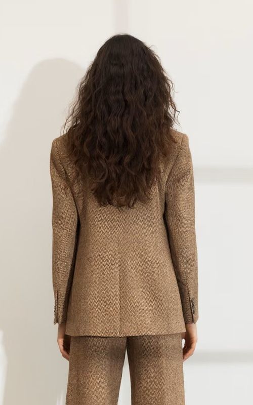Camilla Pihl Abby Herringbone Blazer Cognac Herringbone