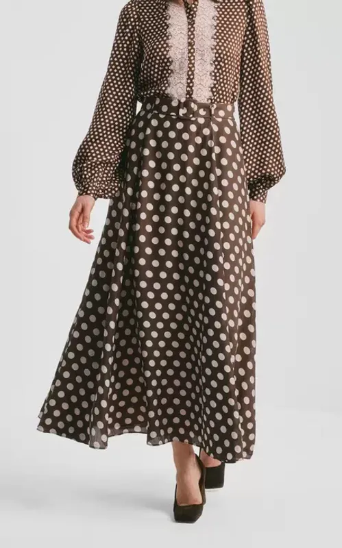 By TiMo Striped Organza Maxi Skirt Dots