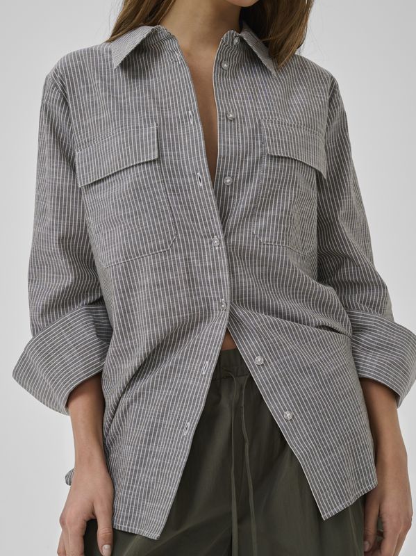 My Essential Wardrobe Skye Shirt Forest Night Striped