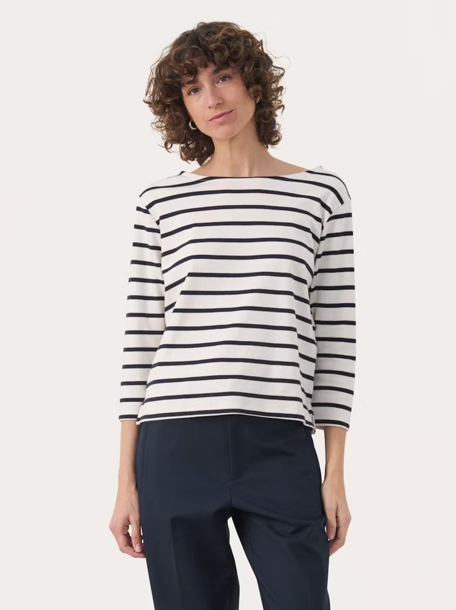 Part Two Nela Top Dark Navy Stripe
