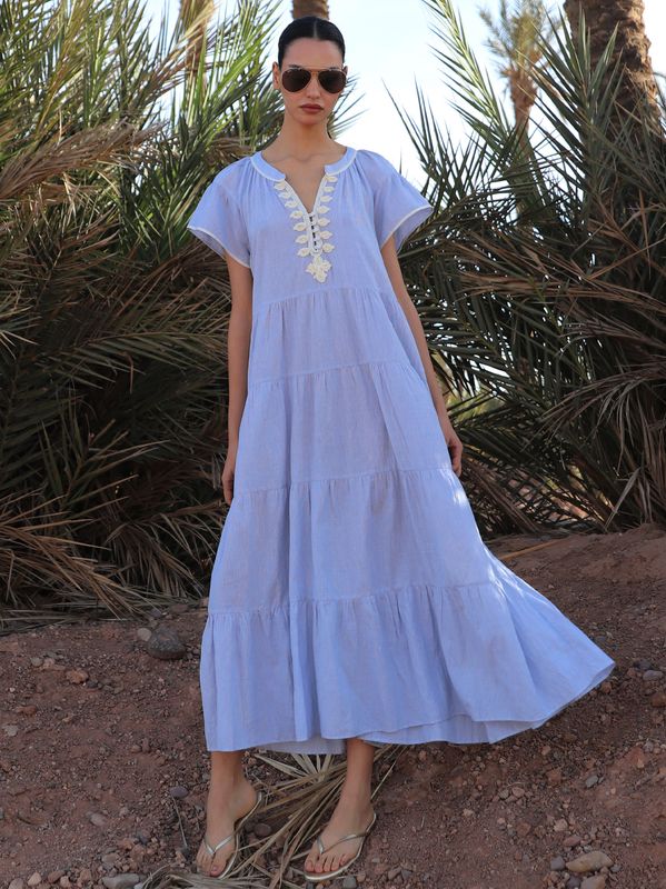 Rose and Rose Camelia Maxi Dress Blue Stripes
