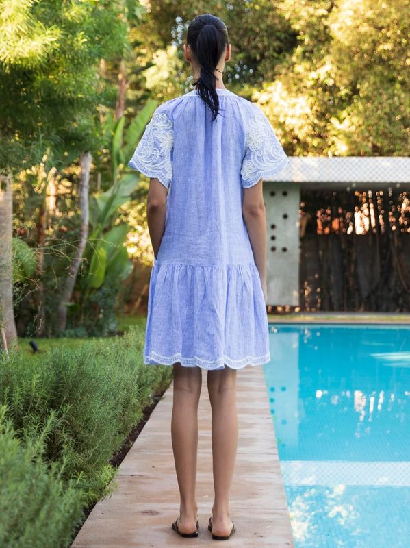 Rose and Rose Amaranta Short Dress Blue Stripes