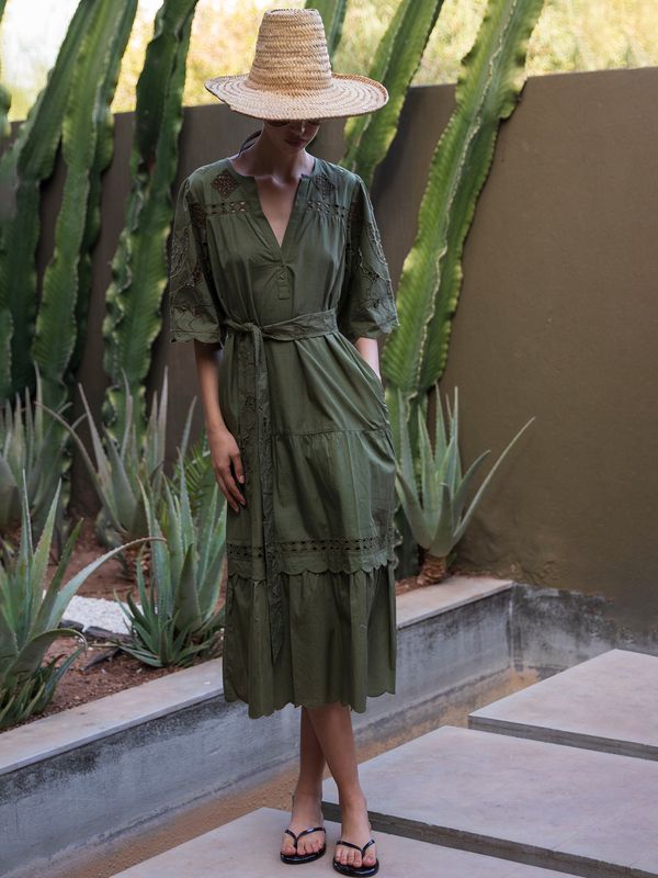 Rose and Rose Dahlia Midi Dress Olive