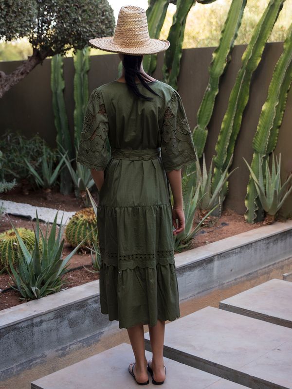 Rose and Rose Dahlia Midi Dress Olive