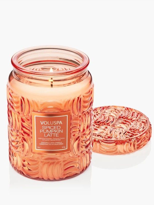 Voluspa Large Glass Jar w/Glass Lid Spiced Pumpkin Latte