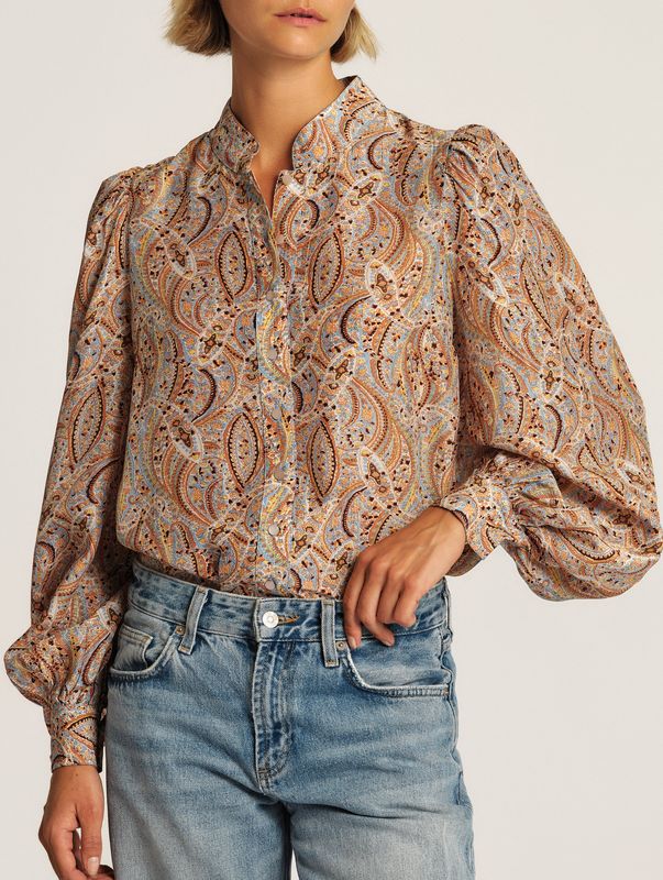 By TiMo Striped Organza Blouse Delicate Paisley