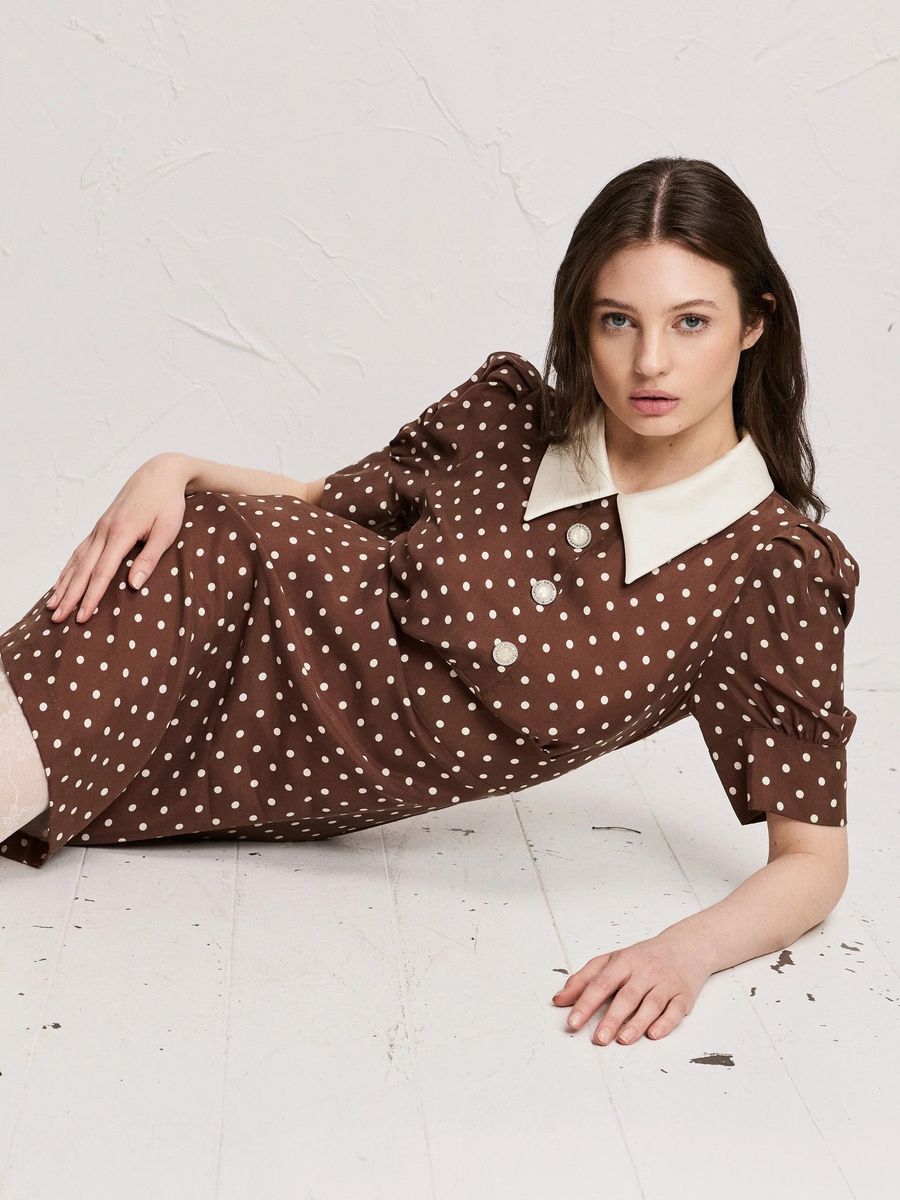 Pia Tjelta Beauty Dress Dots Brown