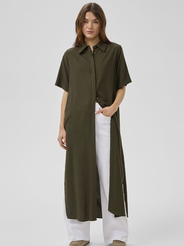 My Essential Wardrobe Dias SS Boxy Shirtdress Forest Night